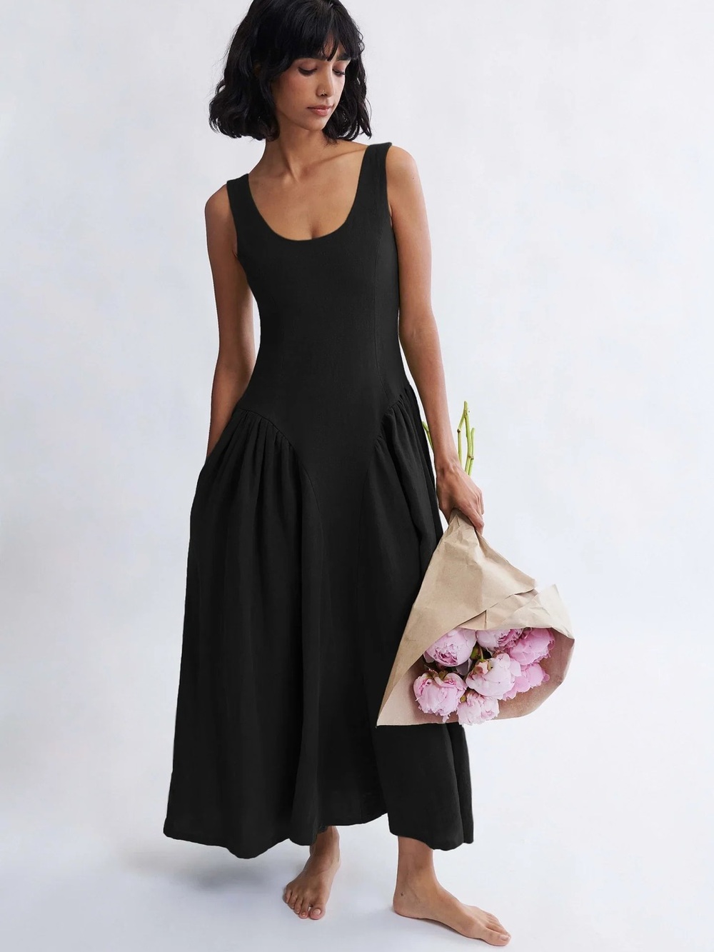 BNWT Eliza Faulkner Linen Dress with Scoop Neck